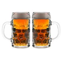 2x Bierpullen/Bierglazen 1 liter Oktoberfest glazen - thumbnail