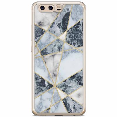 Huawei P10 siliconen hoesje - Marmer blauw