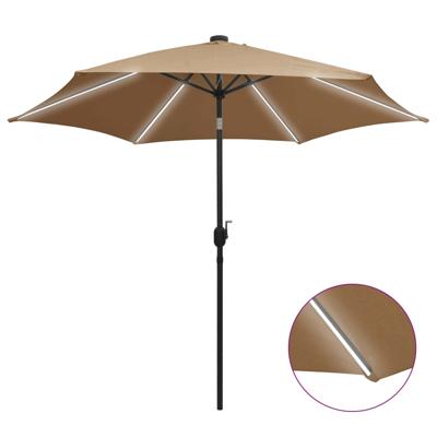 vidaXL Parasol met LED-verlichting en aluminium paal 300 cm taupe vidaXL Parasol met LED-verlichting en aluminium paal 300 cm taupe