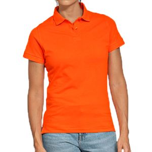 Oranje poloshirt / polo t-shirt basic van katoen voor dames