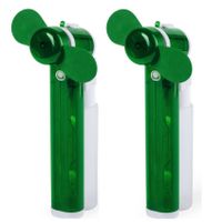 Set van 4x stuks groene hand ventilators met water verdamper 16 cm - thumbnail