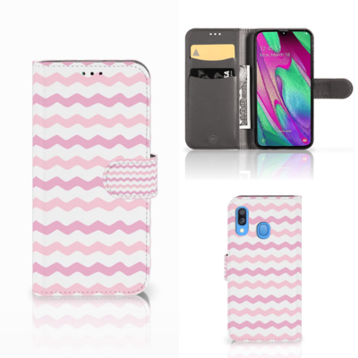 Samsung Galaxy A40 Telefoon Hoesje Waves Roze Samsung Galaxy A40 Telefoon Hoesje Waves Roze