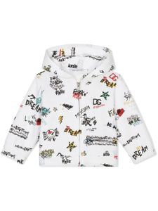 Dolce & Gabbana Kids hoodie zippé à imprimé graphique - Blanc