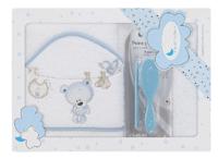 Interbaby badcape waslijn junior 100 x 100 cm katoen wit/blauw