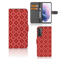 Samsung Galaxy S21 Plus Telefoon Hoesje Batik Rood - thumbnail