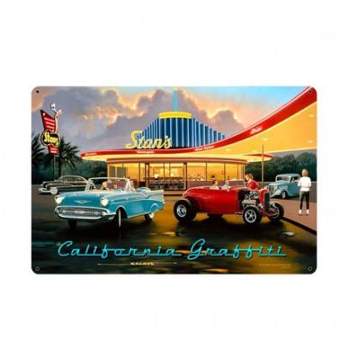 California Graffiti Cars Dinner Zwaar Metalen Bord California Graffiti Cars Dinner Zwaar Metalen Bord