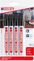 Edding permanent marker 3300 blister met 4 stuks, zwart - thumbnail