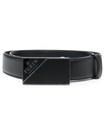 Philipp Plein ceinture en cuir à boucle logo - Noir - thumbnail