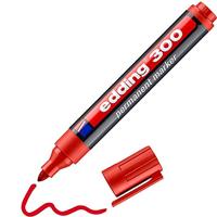 edding 300 permanent marker - rood - 1 stift - ronde punt 1,5-3 mm - watervast, sneldrogend - wrijfvast - voor karton, kunststof, hout, metaal, glas
