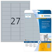 HERMA 4222 typeplaatje etiketten A4 (63,5 x 29,6 mm, 25 velles, polyester folie, mat) zelfklevend, bedrukbaar, extreme sterke naambordelabels, 675 etiketten voor printer, zilver
