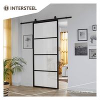 Intersteel DIY-schuifdeur Cubo zwart incl. matglas 2350x980x28mm + zwart ophangsysteem Basic Top - thumbnail