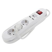 Q-Link Tafelcontactdoos 3-voudig +RA + Schakelaar + 2 USB Ingangen 1,5m Wit