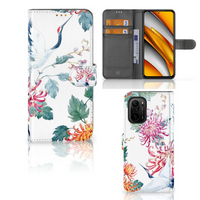 Poco F3 | Xiaomi Mi 11i Telefoonhoesje met Pasjes Bird Flowers - thumbnail