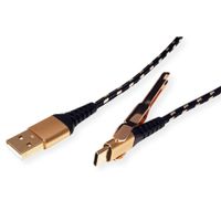 ROLINE GOLD USB 2.0 synchronisatie- en oplaadkabel, USB-A/USB-C, met steun, 1 m - thumbnail