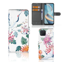 OPPO Reno4 Z Telefoonhoesje met Pasjes Bird Flowers - thumbnail