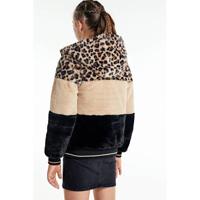 WE Fashion reversible imitatiebont winterjas met panterprint zwart/bruin