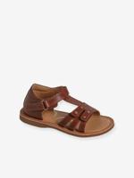 Leren kindersandalen met klittenband kleutercollectie bruin