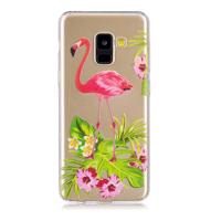 Shop4 - Samsung Galaxy A8 (2018) Hoesje - Zachte Back Case Flamingo Transparant