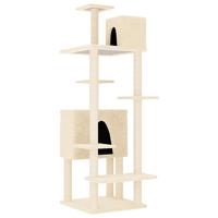 vidaXL Kattenmeubel met sisal krabpalen 154 cm crèmekleurig, kattenpaal, kattenboom, kattenkrabpaal, kattenhuis, kattenmeubel, kattenpalen