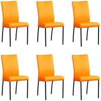 Set van 6 Oranje leren moderne eetkamerstoelen Comfort - Toledo Leer Mandarin (oranje leer)