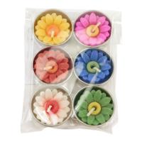 Meerkleurige Theelicht Bloem Geschenkdoos, 6 Stuks, Was, Sawahasa, 80g - thumbnail