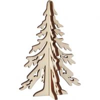 Creotime houten kerstboom 12,5 x 8,5 cm blank