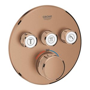 GROHE Grohtherm SmartControl inbouwkraan thermostatisch met omstel voor 3 functies rond warm sunset geborsteld 29121DL0