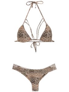 Amir Slama printed triangle top bikini set - Marron