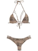 Amir Slama printed triangle top bikini set - Marron - thumbnail