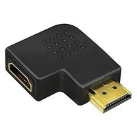 LogiLink AH0008 HDMI High Speed Adapter, 90 graden plat gehoekt en met vergulde contacten, ideaal voor Full HD, stekker op bus zwart