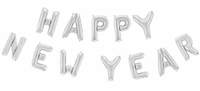 Folieballonnen Happy New Year Zilver (41cm) - thumbnail