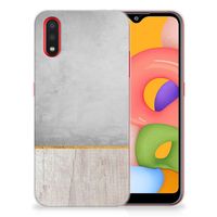 Samsung Galaxy A01 Bumper Hoesje Wood Concrete