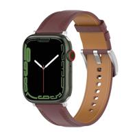By Qubix - Luxe leren bandje - Donkerbruin - Compatible met Apple Watch 38mm / 40mm / 41mm / 42mm - Compatible Apple watch bandjes
