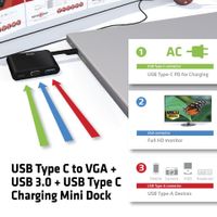 CLUB3D USB 3.0 Type-C to VGA + USB Mini Dock USB 3.1 (3.1 Gen 2) Type-? - thumbnail