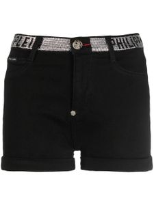 Philipp Plein short en jean à logo - Noir