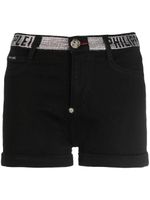 Philipp Plein short en jean à logo - Noir - thumbnail