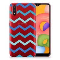 Samsung Galaxy A01 TPU bumper Zigzag Blauw