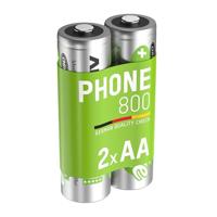 ANSMANN Accu AA Mignon 800 mAh 1,2 V NiMH voor draadloze telefoon 2 stuks - oplaadbare batterijen met lage zelfontlading maxE - batterijen ideaal voor DECT-telefoon draadloos - oplaadbare batterij