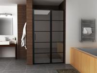 Mueller Skyline nisdeur met vaste wand 100x200 mat zwart anti-kalk