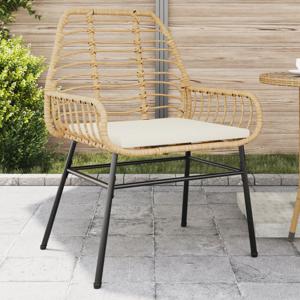 Tuinstoelen 2 st met kussens poly rattan bruin