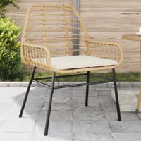 Tuinstoelen 2 st met kussens poly rattan bruin - thumbnail