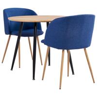 vidaXL 3-delige Eethoek stof blauw