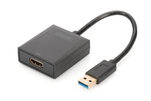 Digitus DA-70841 USB 3.2 Gen 1 (USB 3.0) / HDMI Adapter [1x USB 3.2 Gen 1 stekker A (USB 3.0) - 1x HDMI-bus] Zwart Afgeschermd 15.00 cm