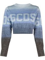 GCDS intarsia-knit logo cropped jumper - Bleu