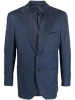 Kiton blazer en coton à simple boutonnage - Bleu - thumbnail