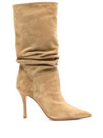 Amina Muaddi bottes Ida 95 mm en daim - Marron - thumbnail