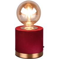 LED Tafellamp - Tafelverlichting - Trion Juda - E27 Fitting - Rond - Mat Rood - Textiel