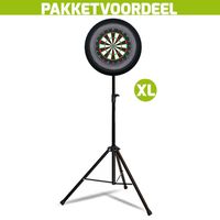 Lena Professional Dartbord + Lena Dartbordverlichting Deluxe XL Zwart + Dartstandaard