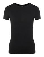 Pieces dames ondershirt korte mouw - T-shirt vrouwen katoen - Slim fit aansluitend - L - Zwart