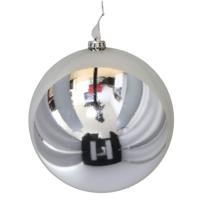 Grote decoratie kerstbal - zilver - 15 cm - kunststof - glimmend - kerstversiering - thumbnail